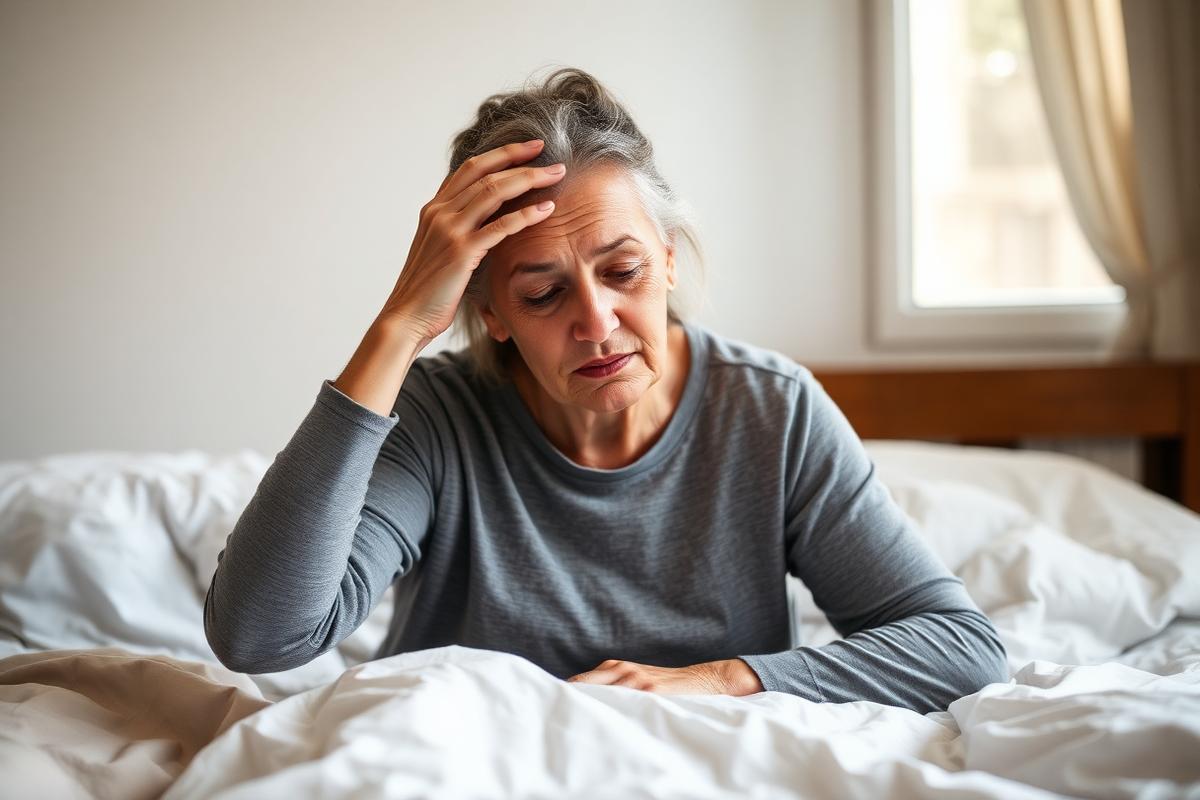 Mujer agotada al despertar