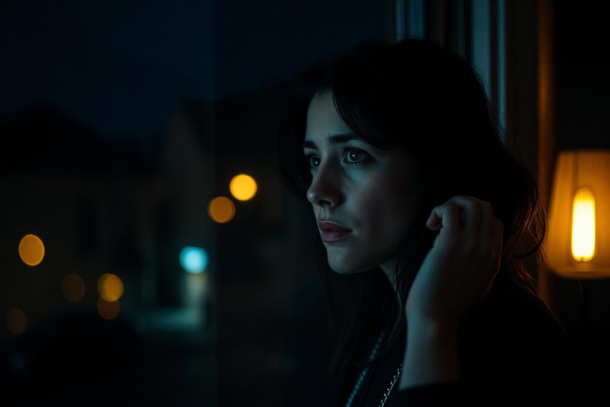 Mujer pensativa mirando por la ventana